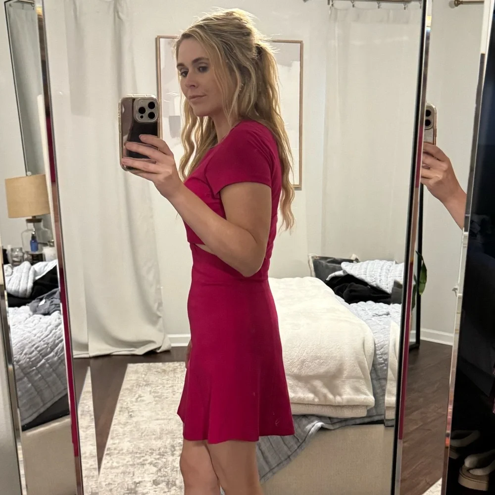 Amanda Uprichard Rose Red Elegant Pink Cut Out Dress - Picture 8 of 8